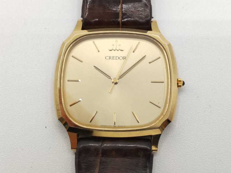 クレドール買取 時計 14KT×SS×革